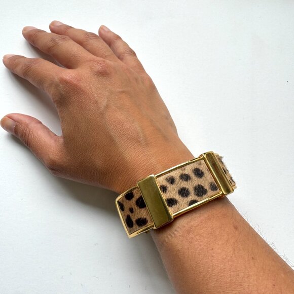 JCrew Leopard Cowhide Cuff Bracelet - Picture 1 of 6